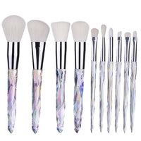 Transparent crystal brush set aluminum handle