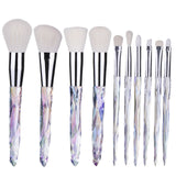 Transparent crystal brush set aluminum handle