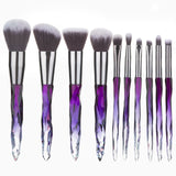 Transparent crystal brush set aluminum handle